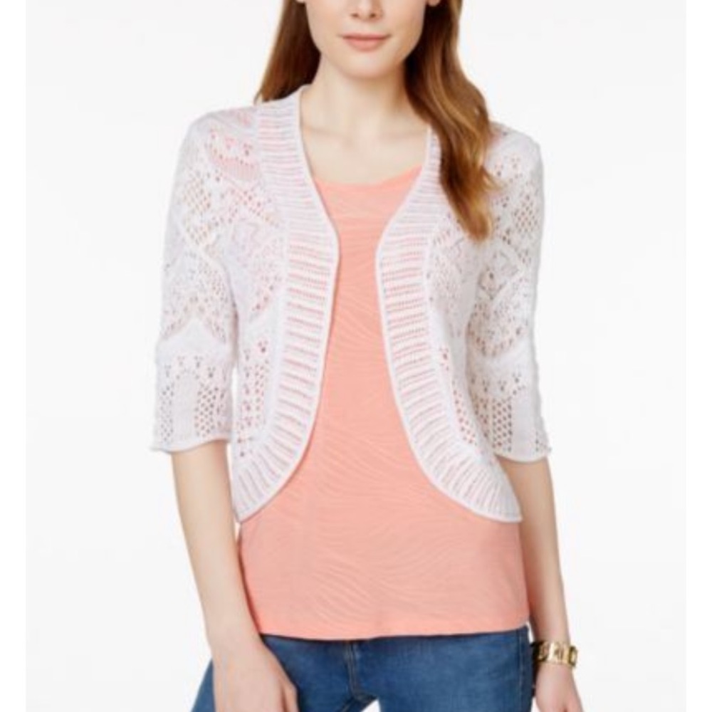 NWOT | white crochet cropped cardigan